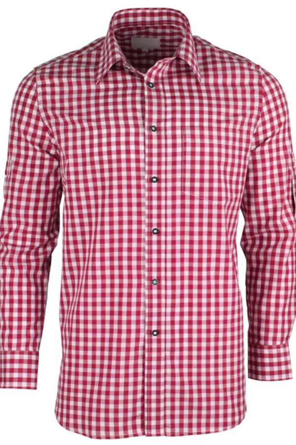 Red Bavarian shirt front view
