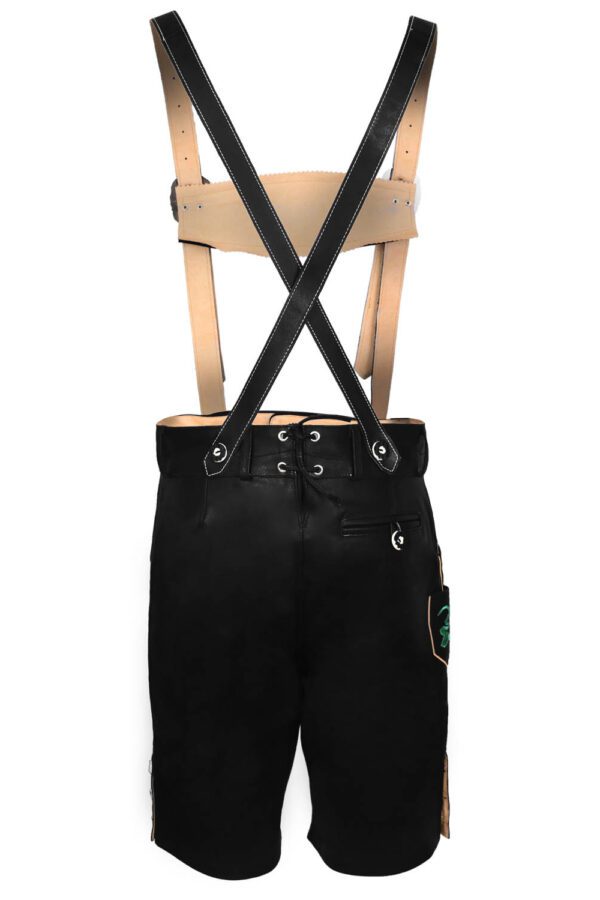 Men authentic black lederhosen back view