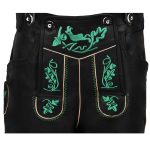 black real leather lederhosen with green embroidery