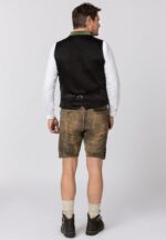 Bavarian green velvet lederhosen vest back view