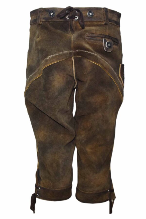 dark brown waxed classic bundhosen back