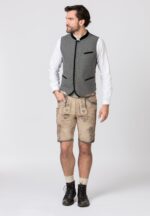 Gray German lederhosen vest full men view