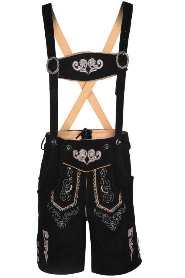 German Leather Suede Shorts Black Lederhosen