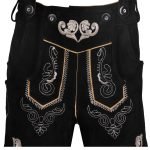 german leather suede shorts black lederhosen embroidery