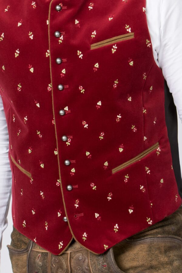 German red velvet oktoberfest vest embroidery focused