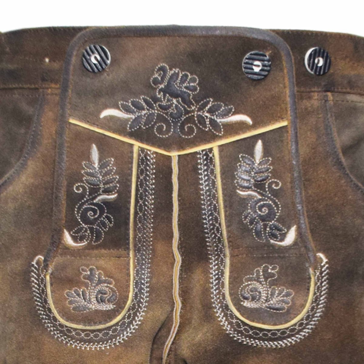 waxed brown bundhosen front embroidery