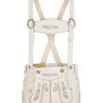 White Bavarian Breeches Authentic Oktoberfest Lederhosen for Sale Embroidery
