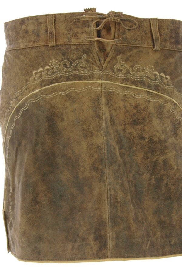 Authentic lederhosen skirt for women, back view of traditional Oktoberfest dress