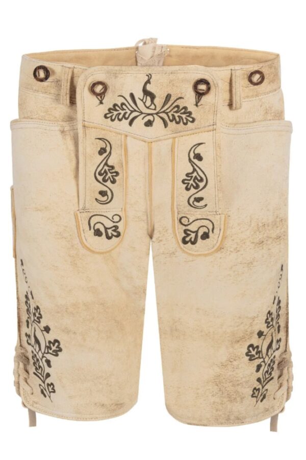 Floral embroidered light Bavarian lederhosen shorts