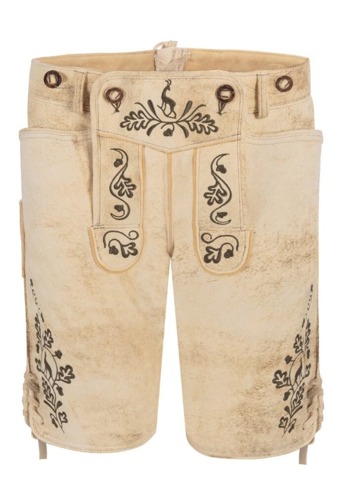 Floral embroidered light Bavarian lederhosen shorts