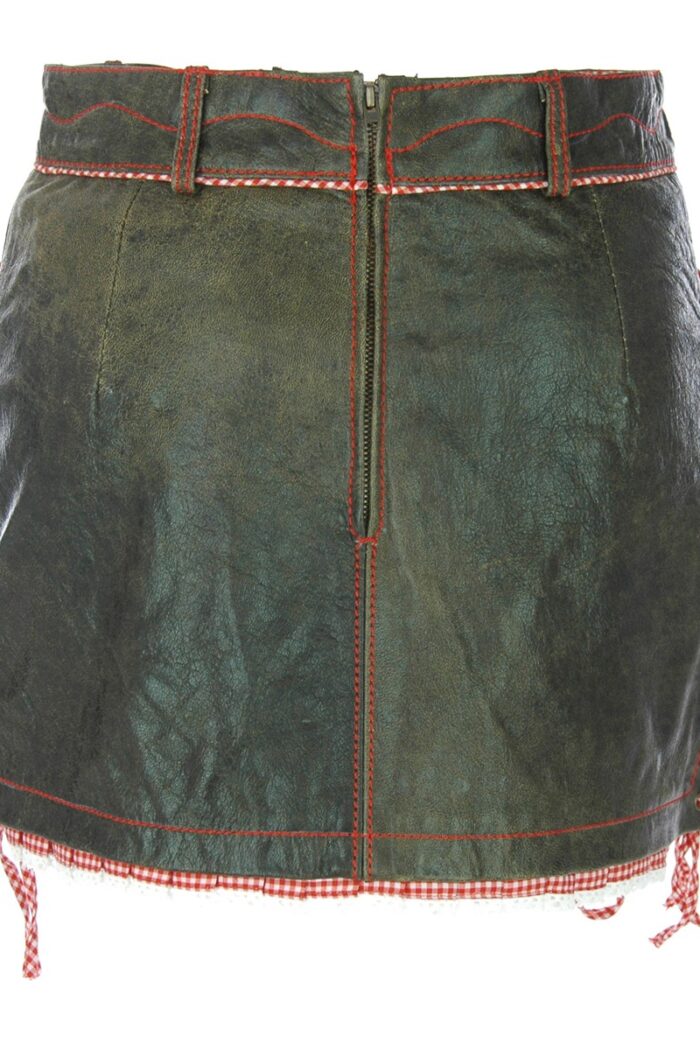 Women's lederhosen skirt back view, traditional German dress for Oktoberfest