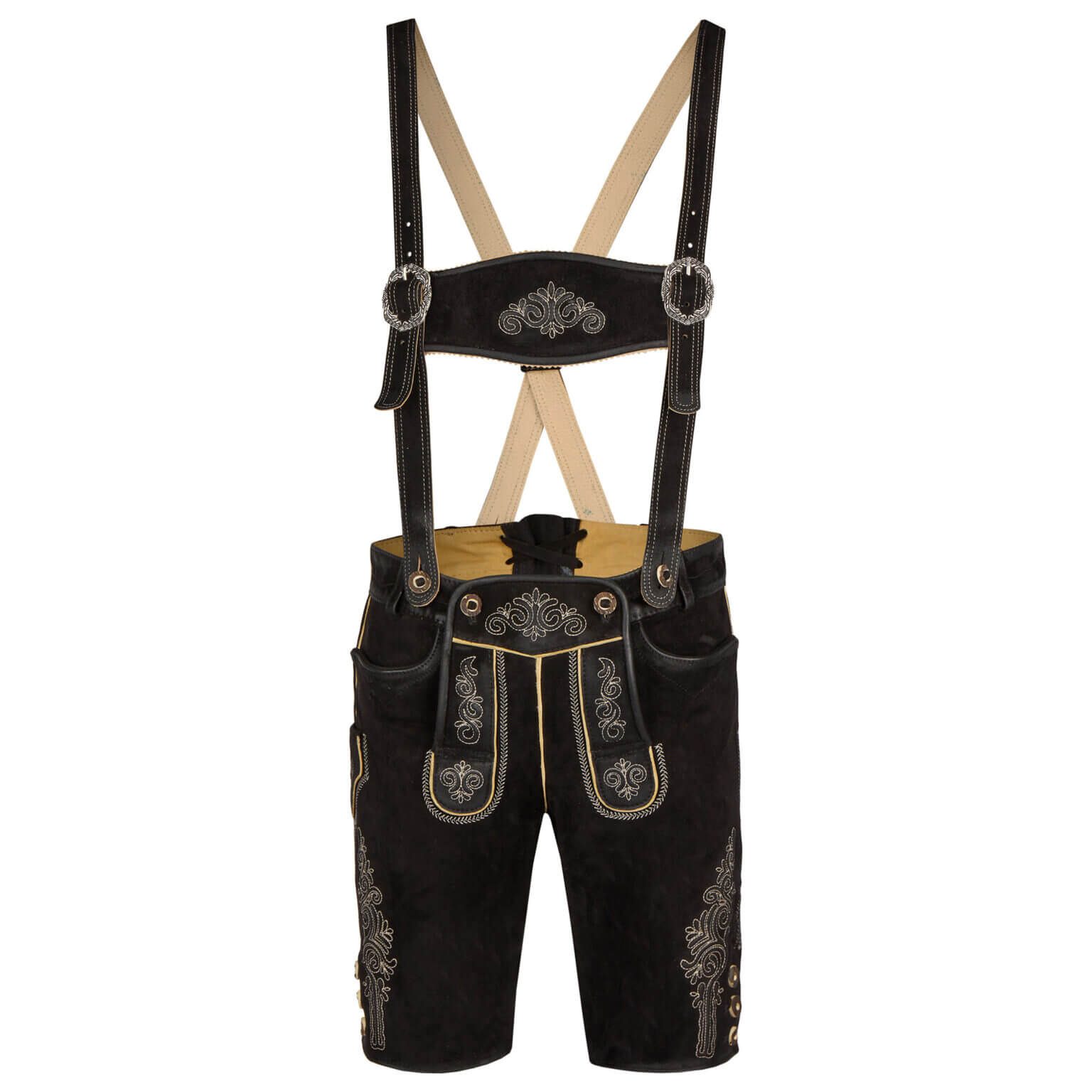 Bavarian Style Lederhosen Men in Chic Black
