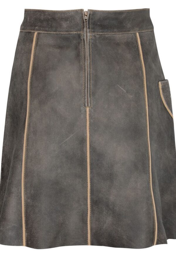 Back of authentic lederhosen skirt for women, traditional Oktoberfest costume with Bavarian style
