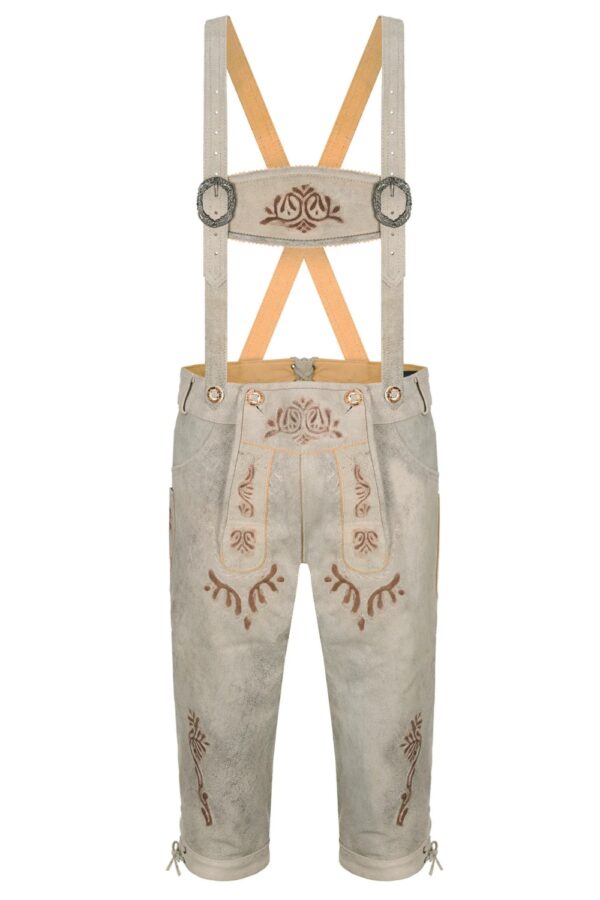 Authentic traditional Oktoberfest Bundhosen for men – front view with suspender