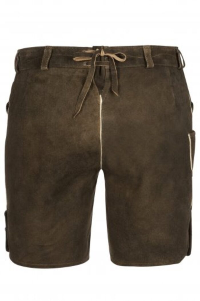 Dark brown traditional Bavarian lederhosen for women back view
