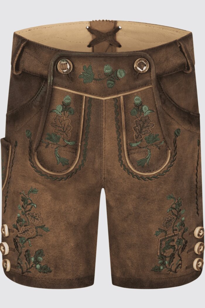 Kids dark brown traditional lederhosen