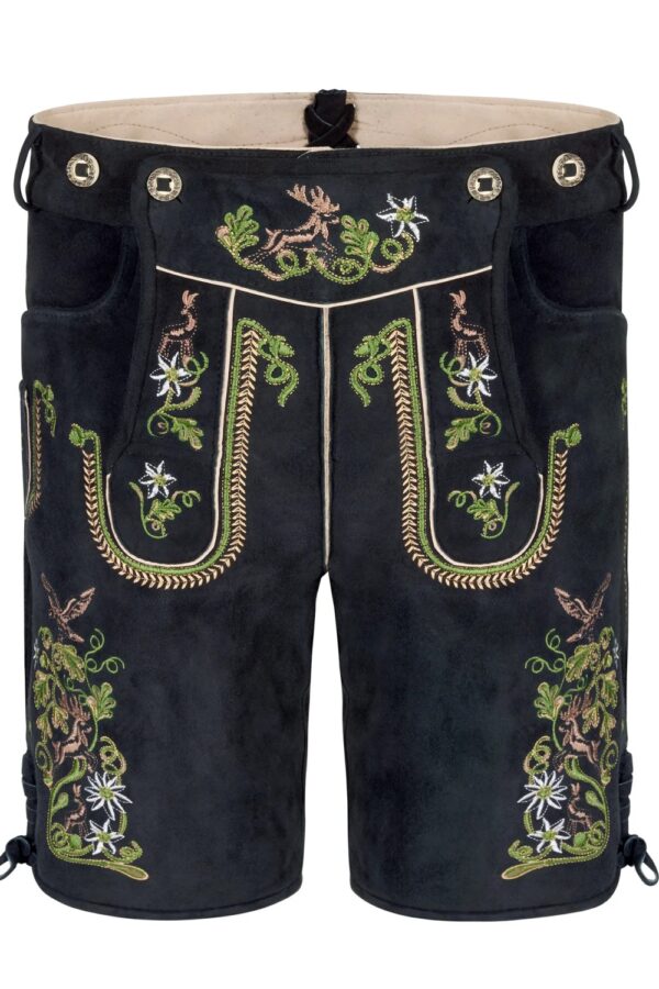 Crafted traditional Oktoberfest dress lederhosen for men, a focused view