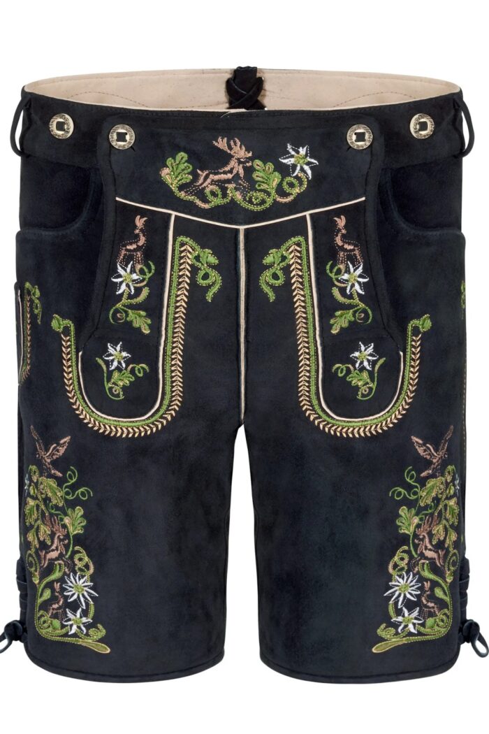 Crafted traditional Oktoberfest dress lederhosen for men, a focused view