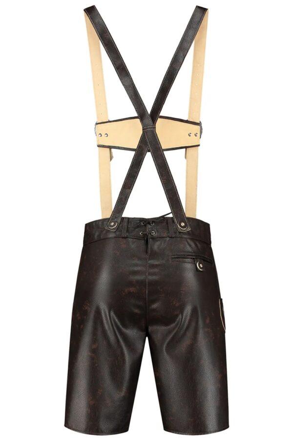 Back of traditional Oktoberfest black lederhosen