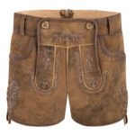 Antique brown women’s lederhosen with beige embroidery