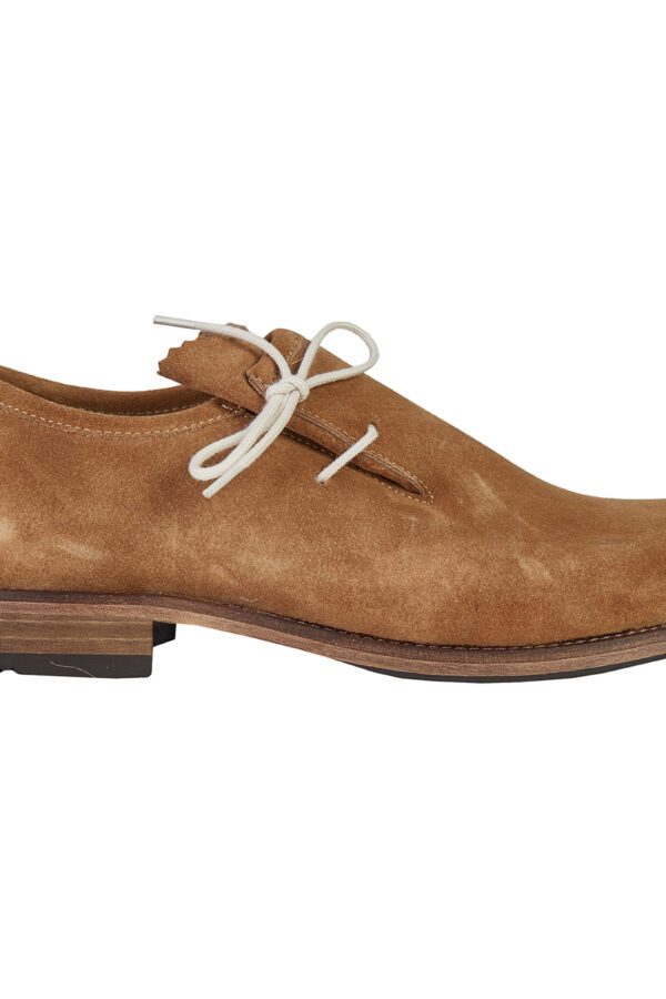Side of Authentic suede lederhosen shoes in camel brown