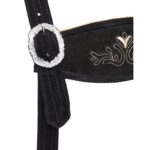 Suspender buckle of authentic black lederhosen with traditional Bavarian embroidery