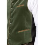 Pockets of olive green authentic lederhosen vest