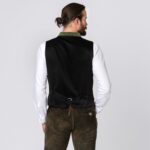 Back of authentic men’s lederhosen vest in olive green