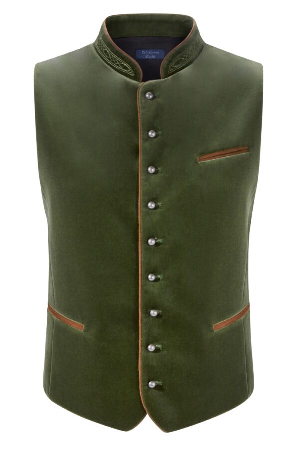 Authentic men’s lederhosen vest in olive green