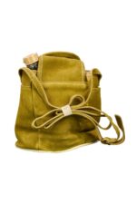 Olive green suede shoulder bag back view