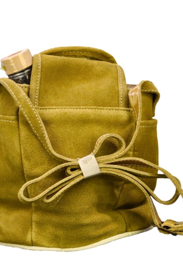 Olive green suede shoulder bag back view