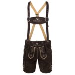 Handcrafted Trachten lederhosen in deep forest brown