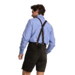 Handcrafted Trachten lederhosen in deep forest brown back view