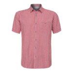 Short sleeve lederhosen shirt in red check pattern