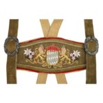 Detailed embroidery on Oktoberfest suspenders for lederhosen