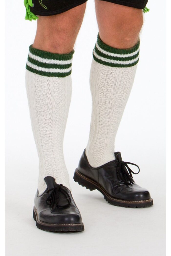 Men’s lederhosen socks in alpine cream color on man