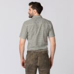 Back view of men’s short sleeve green Trachten shirt