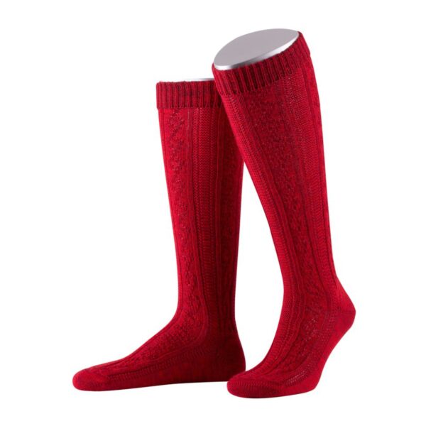 Traditional Bavarian socks in cherry red