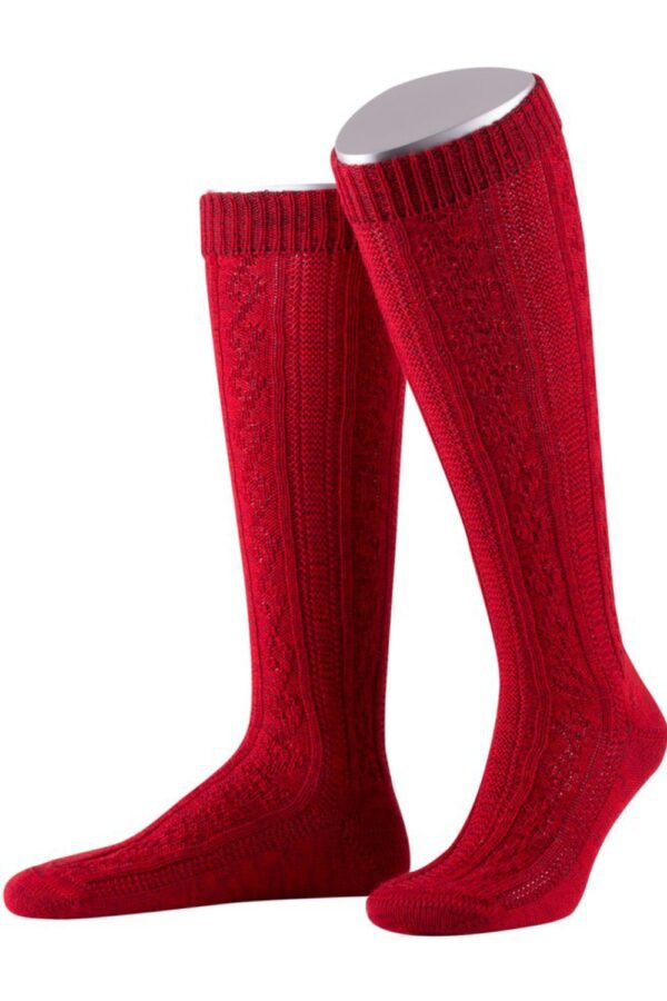 Traditional Bavarian socks in cherry red