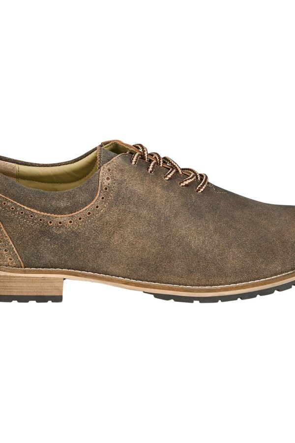Side of Traditional German Haferl shoes in vintage brown