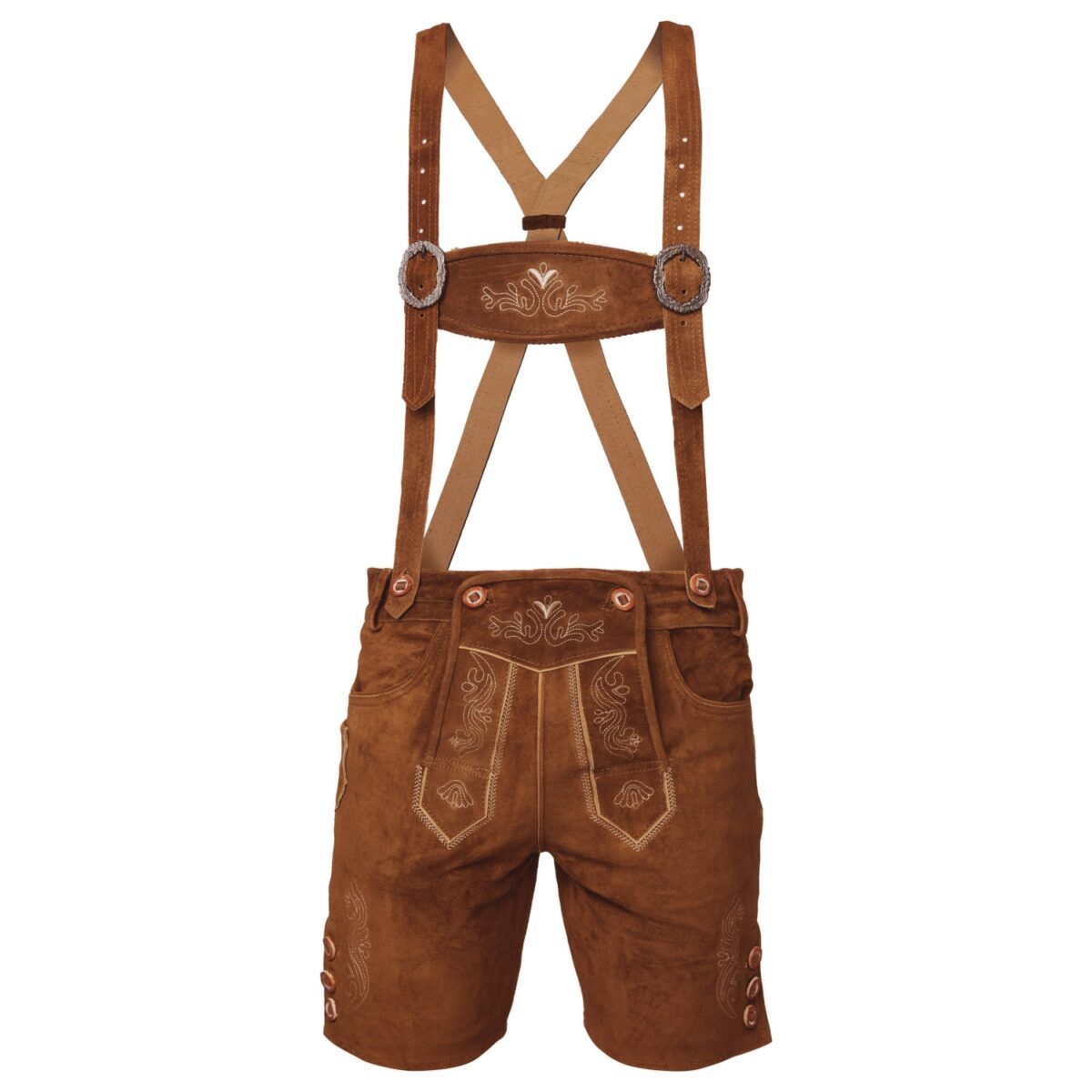 Traditional German lederhosen in dark oak brown