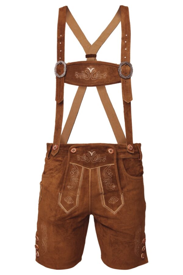 Traditional German lederhosen in dark oak brown