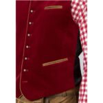 Pockets of traditional German vest in deep red