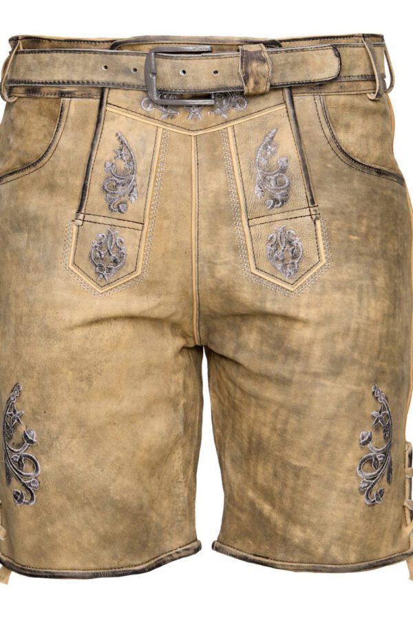 Handcrafted German lederhosen in mountain beige