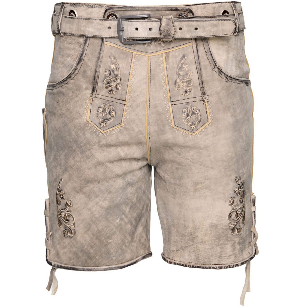 Rustic grey Oktoberfest lederhosen for men
