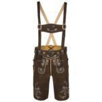Luxury Rustic Brown Lederhosen with Traditional Stitch front