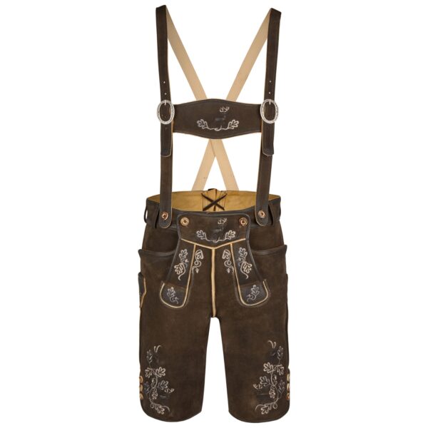 Luxury Rustic Brown Lederhosen with Traditional Stitch front
