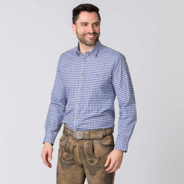 Oktoberfest Shirt Mens with Bold Blue Checkered front