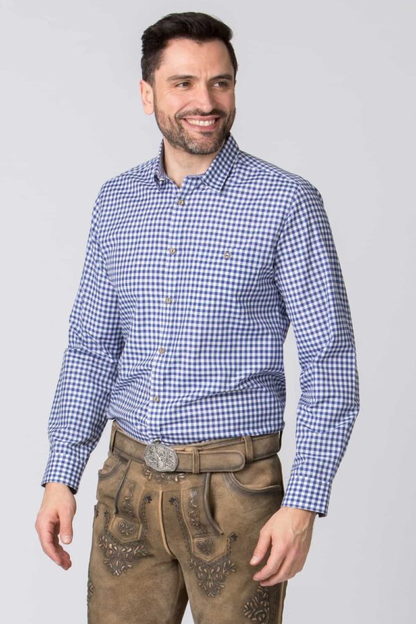 Oktoberfest Shirt Mens with Bold Blue Checkered front