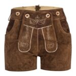 Stunning dark brown women lederhosen shorts